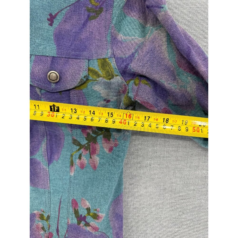 Vintage Barbara Lesser Fibers Floral Jacket Womens M Y2K Metal Buttons USA Made - Picture 4 of 5